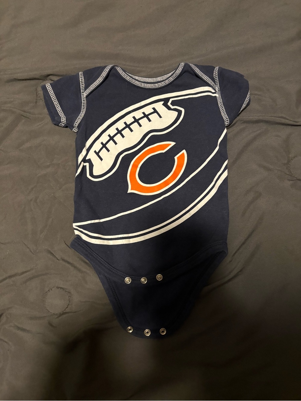 NFL Navy Chicago Bears Baby One-Piece with Orange and White Football Logo